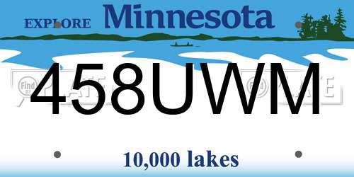 458UWM Minnesota License Plate