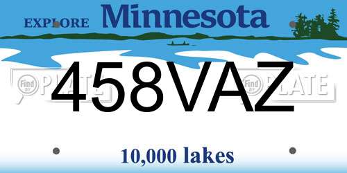 458VAZ Minnesota License Plate