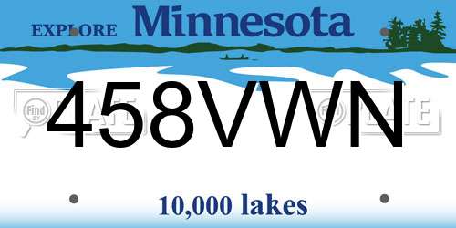 458VWN Minnesota License Plate