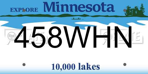458WHN Minnesota License Plate