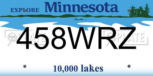 458WRZ Minnesota License Plate