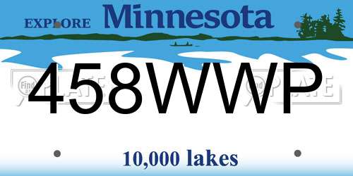 458WWP Minnesota License Plate