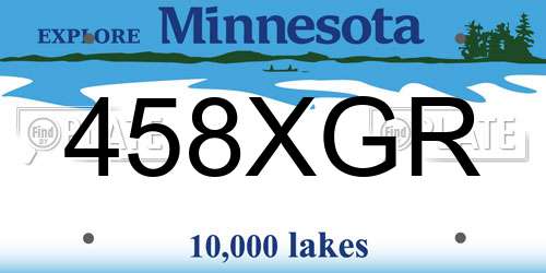 458XGR Minnesota License Plate