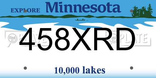 458XRD Minnesota License Plate