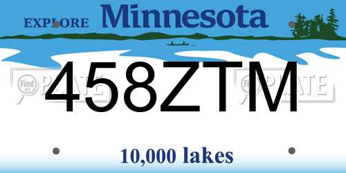 458ZTM Minnesota License Plate