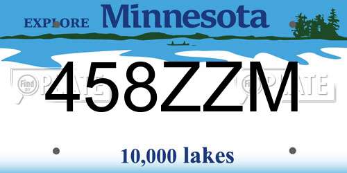 458ZZM Minnesota License Plate