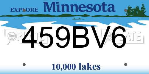 459BV6 Minnesota License Plate