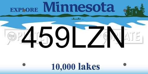 459LZN Minnesota License Plate