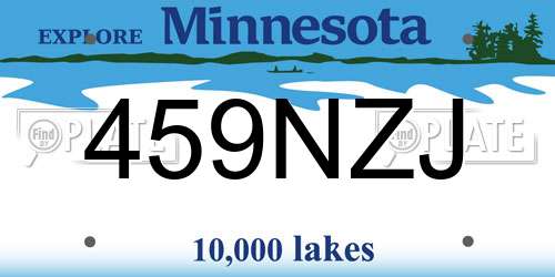 459NZJ Minnesota License Plate