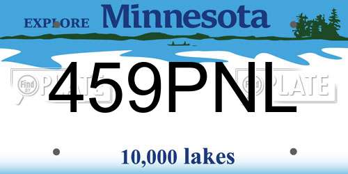 459PNL Minnesota License Plate