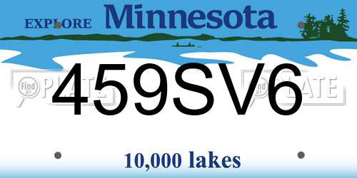 459SV6 Minnesota License Plate