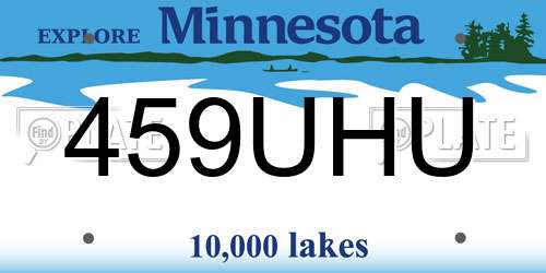 459UHU Minnesota License Plate
