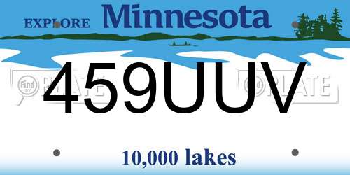 459UUV Minnesota License Plate
