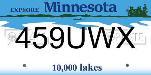 459UWX Minnesota License Plate
