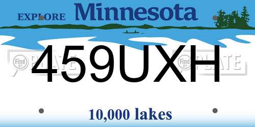 459UXH Minnesota License Plate