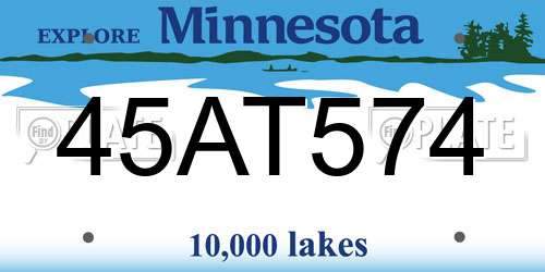 45AT574 Minnesota License Plate