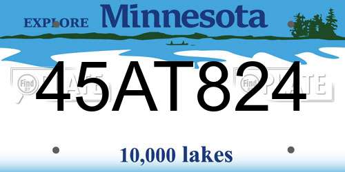 45AT824 Minnesota License Plate