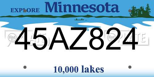 45AZ824 Minnesota License Plate
