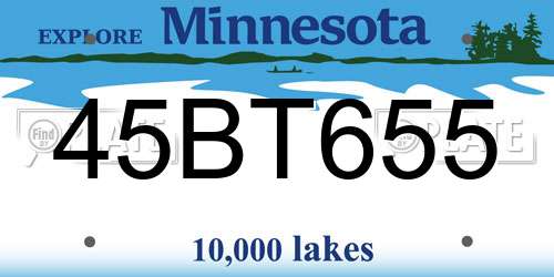45BT655 Minnesota License Plate
