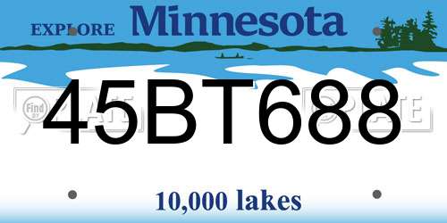 45BT688 Minnesota License Plate