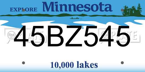 45BZ545 Minnesota License Plate