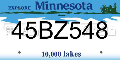 45BZ548 Minnesota License Plate