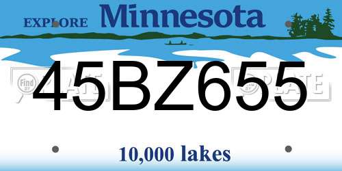 45BZ655 Minnesota License Plate