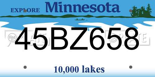 45BZ658 Minnesota License Plate