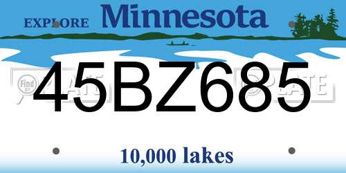 45BZ685 Minnesota License Plate
