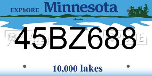 45BZ688 Minnesota License Plate