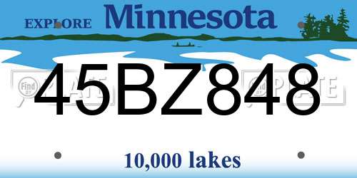 45BZ848 Minnesota License Plate