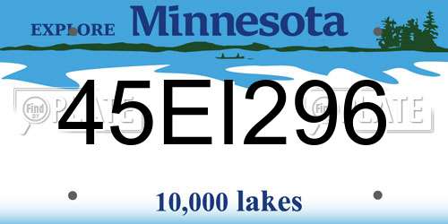 45EI296 Minnesota License Plate