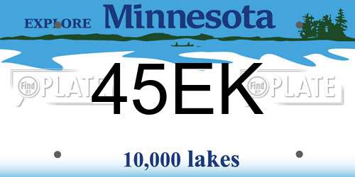 45EK Minnesota License Plate