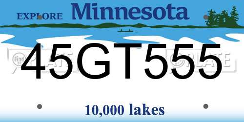 45GT555 Minnesota License Plate