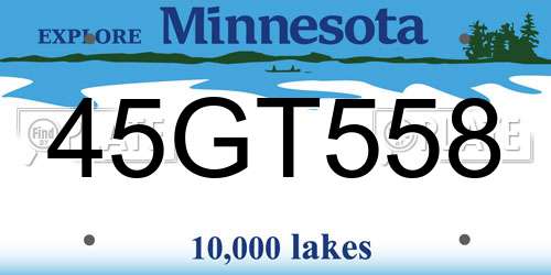 45GT558 Minnesota License Plate