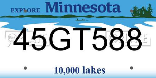 45GT588 Minnesota License Plate