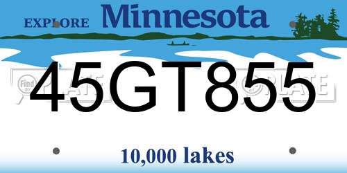 45GT855 Minnesota License Plate