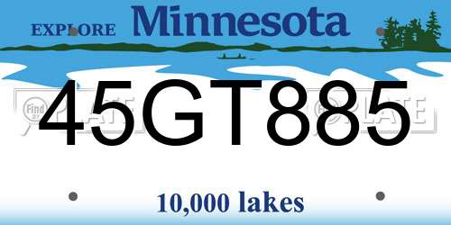 45GT885 Minnesota License Plate