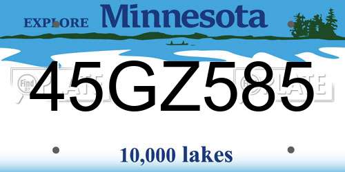 45GZ585 Minnesota License Plate