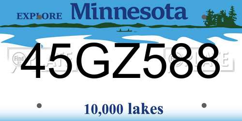 45GZ588 Minnesota License Plate