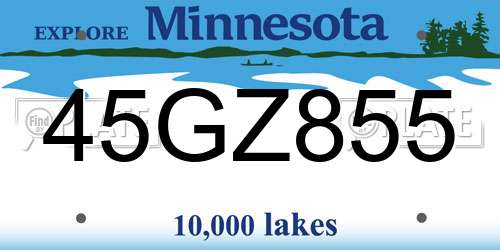 45GZ855 Minnesota License Plate