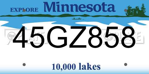 45GZ858 Minnesota License Plate