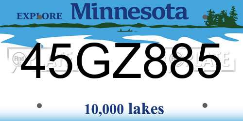 45GZ885 Minnesota License Plate