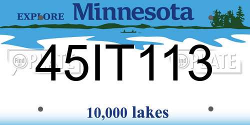 45IT113 Minnesota License Plate