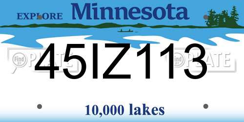 45IZ113 Minnesota License Plate