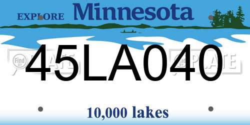45LA040 Minnesota License Plate