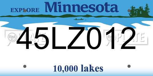 45LZ012 Minnesota License Plate