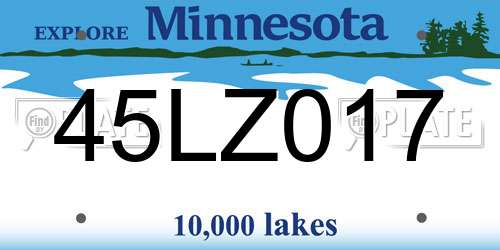 45LZ017 Minnesota License Plate