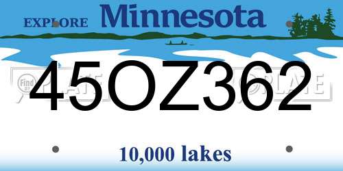 45OZ362 Minnesota License Plate