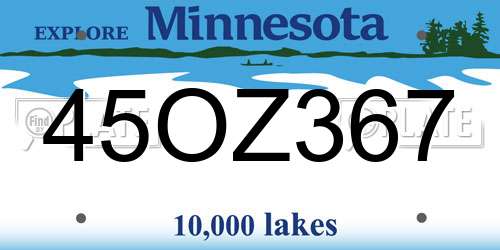 45OZ367 Minnesota License Plate